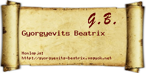 Gyorgyevits Beatrix névjegykártya